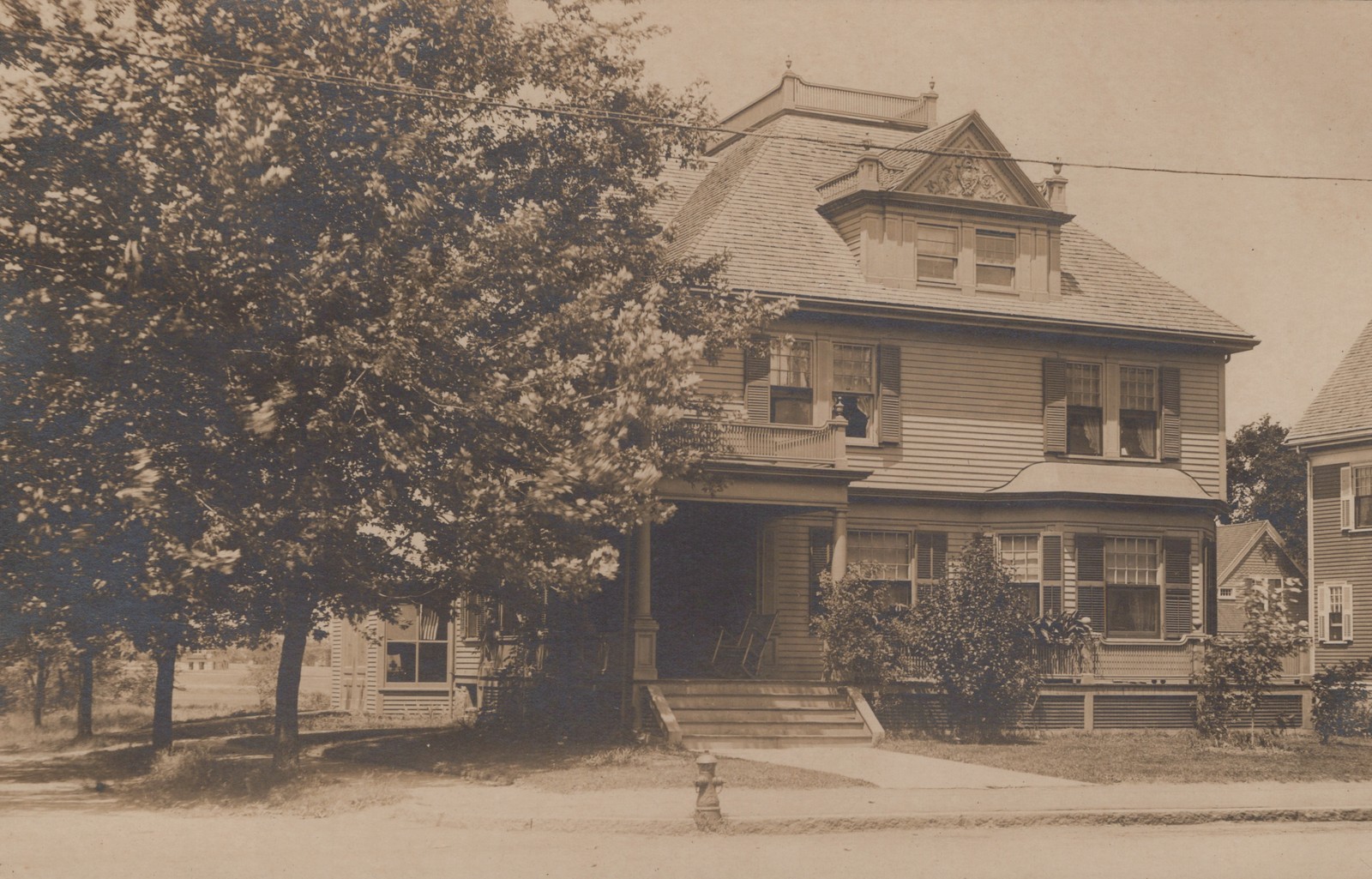 Large Colonial Revival House RPPC Real Photo Postcard c1910 Street View