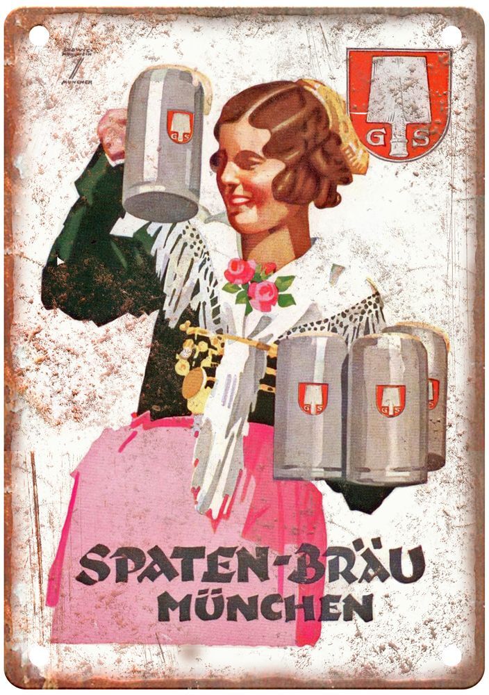 HOHLWEIN, Ludwig Spaten Bräu, Munich Liquor Poster Retro Look Sign E957
