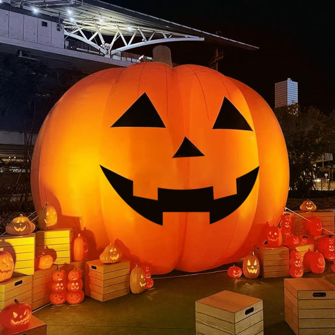 26Ft Giant Halloween Inflatable Pumpkin Yard Decor with LED Lights & Air Blower