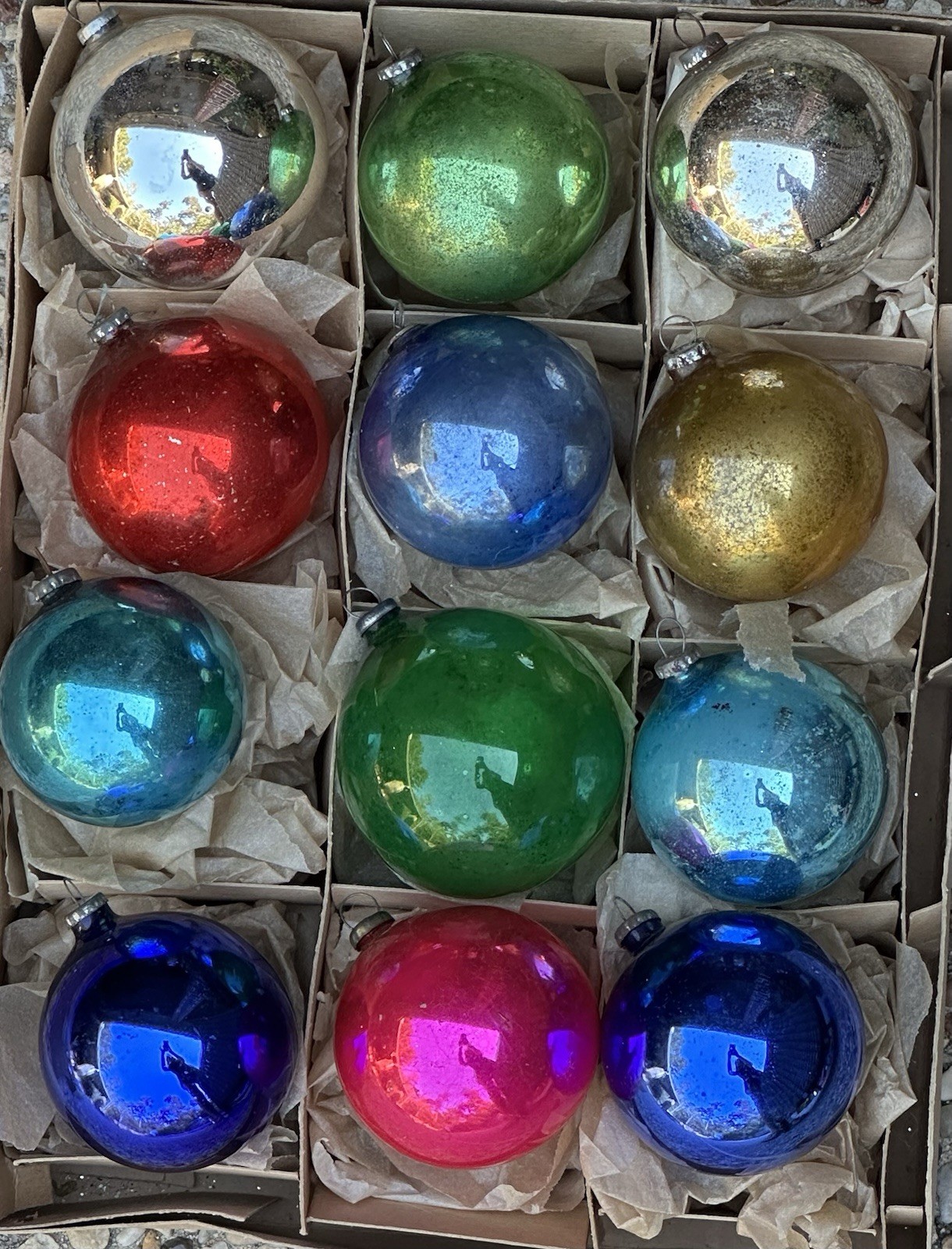 Vintage Japan Multi-color Glass Christmas Ornaments