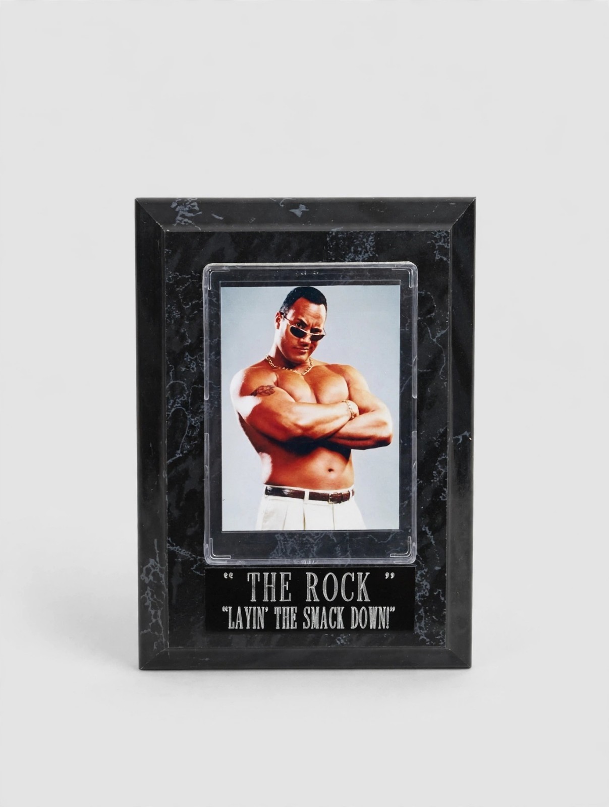 The Rock Dwayne Johnson Photo Plaque Layin' The Smack Down Black Marble WWE WWF