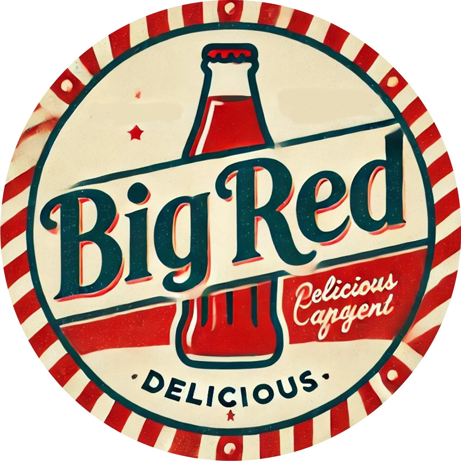 Vintage Big Red Soda Round Aluminum Tin Metal Signs Home Décor 8x8 
