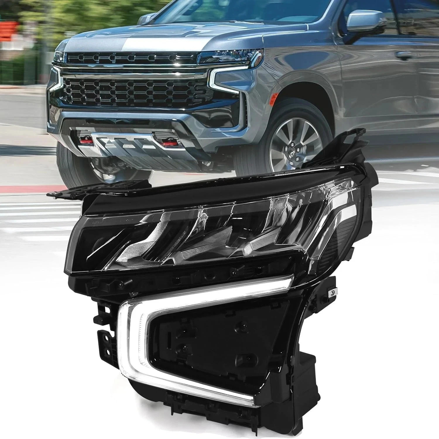 Full LED Headlights Assembly Compatible with Chevy Tahoe/Suburban 2021 2022 2023