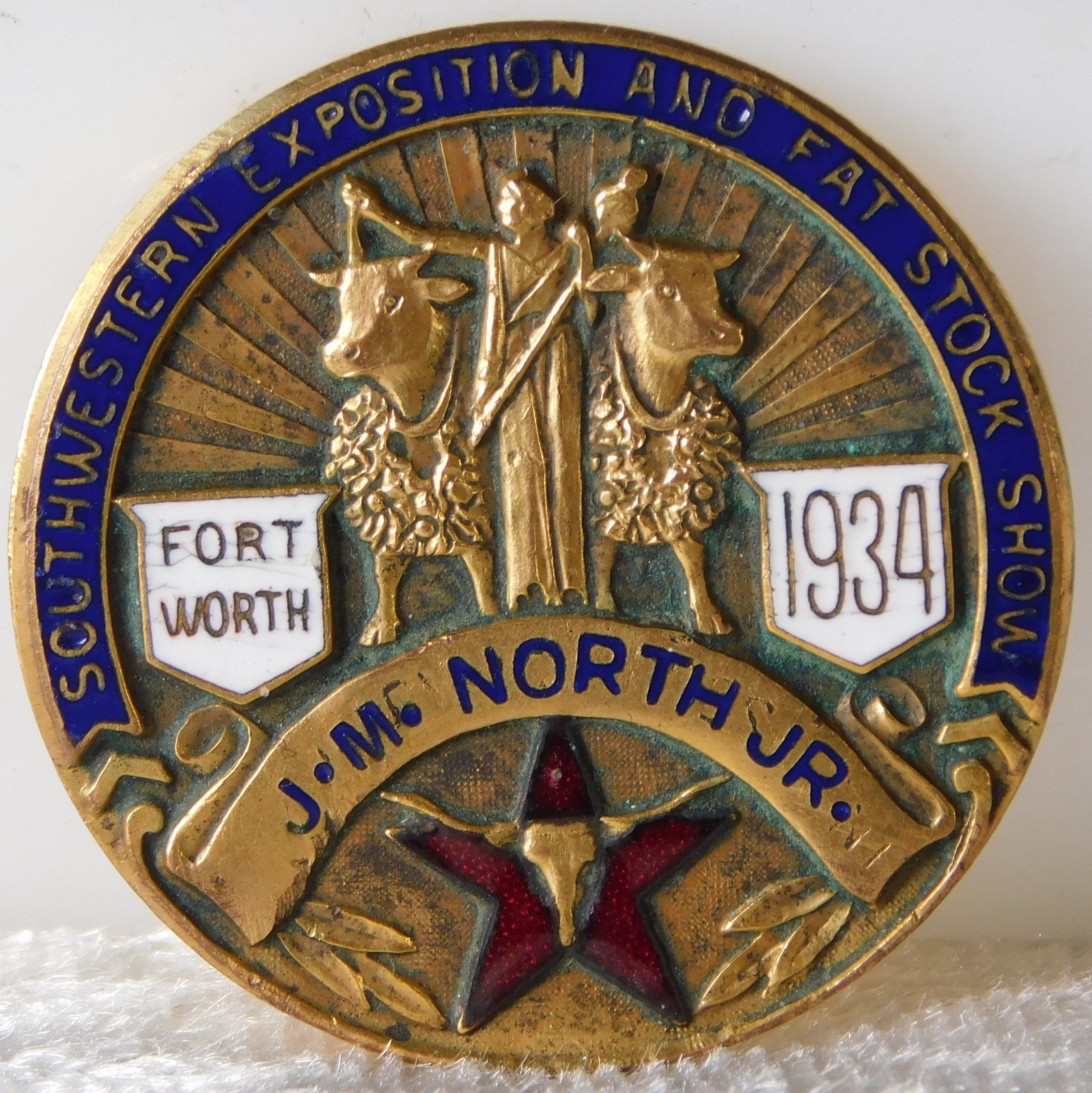 Vintage 1934 Fort Worth Texas Fat Stock Show Expo Star Telegram Editor Badge