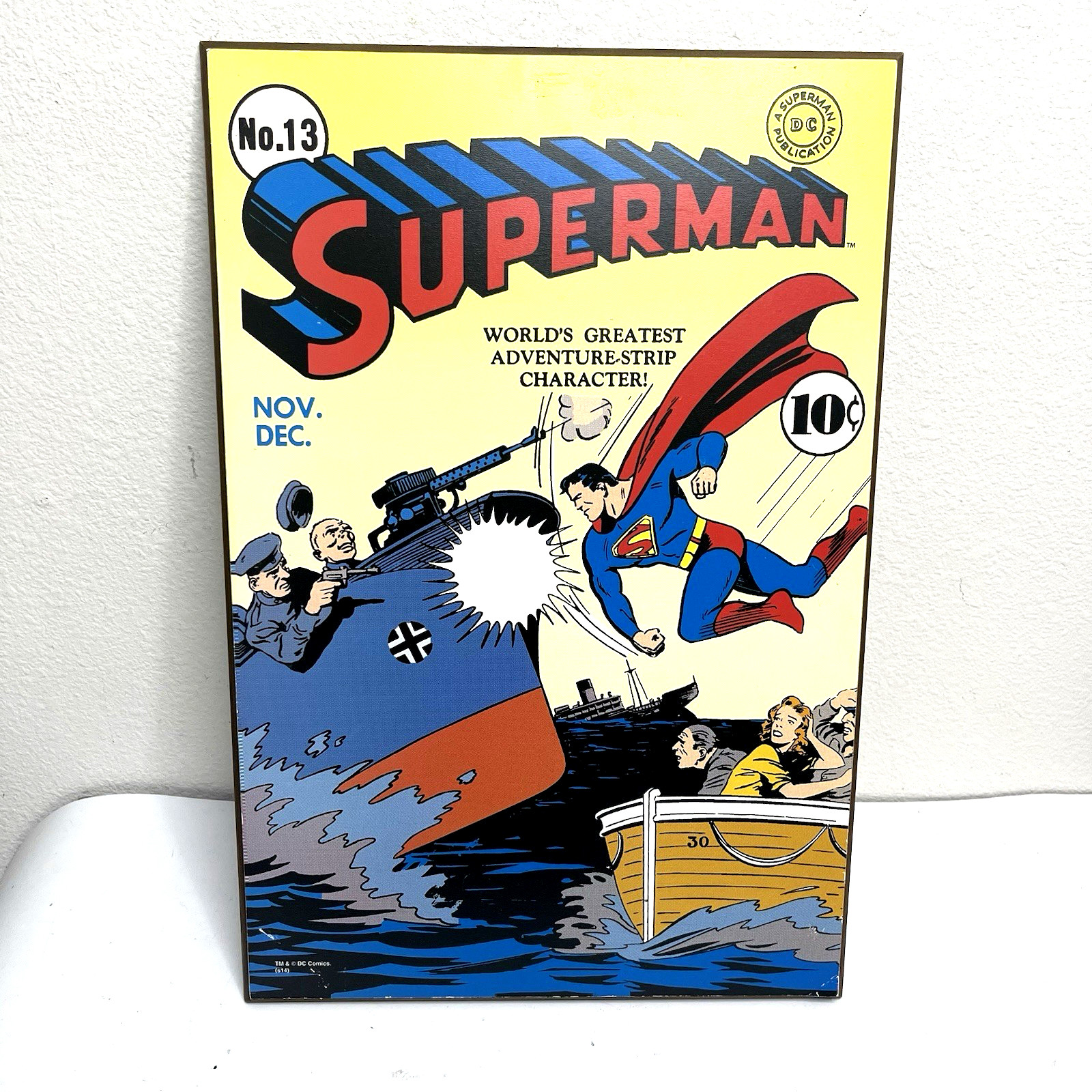 SUPERMAN # 13 DC COMICS PUBLICATION Wooden Wall Decor Plaque Art  13 x 19”