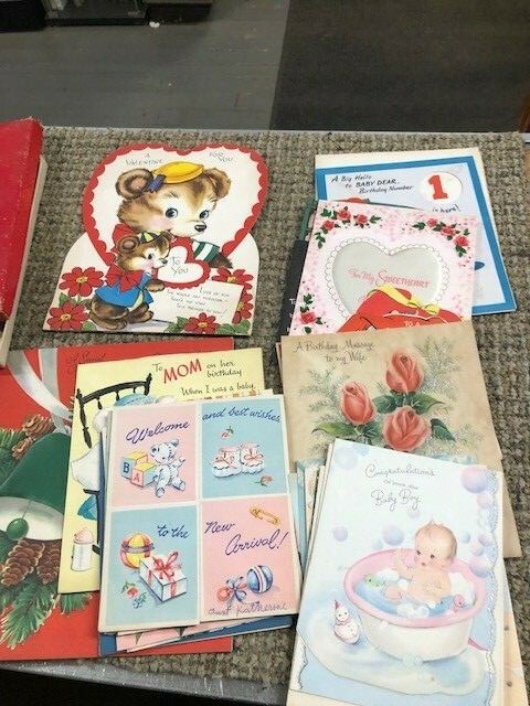 VINTAGE 1940\'s-50\'s Mixed Used Lot of 26 GREETING CARDS