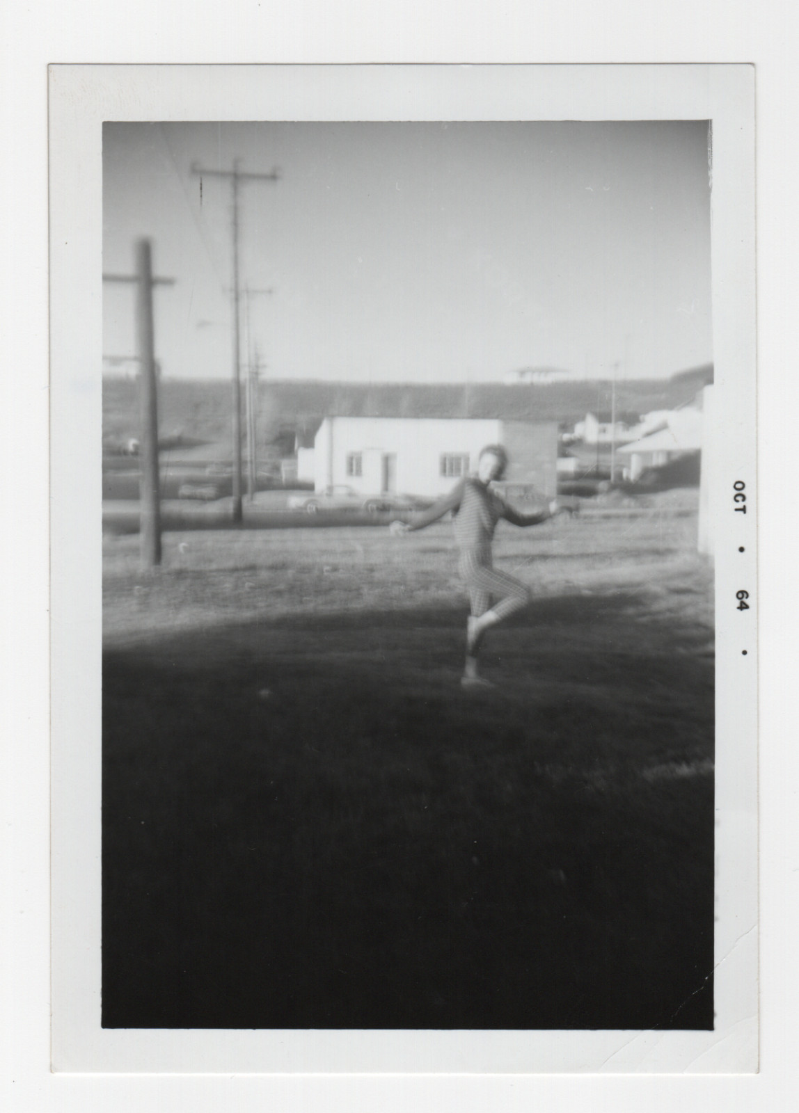 Vintage 1964 Photo Weird Abstract Blur Dancing Woman Leaping Field Creepy OCT 64