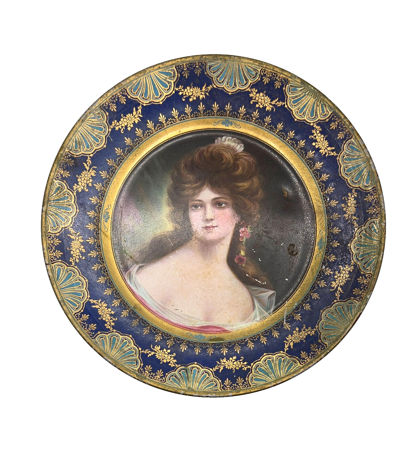 Antique 1907 Dresden Vienna Art Plate #208 Marianne Gibson Girl Tin Litho Meeks