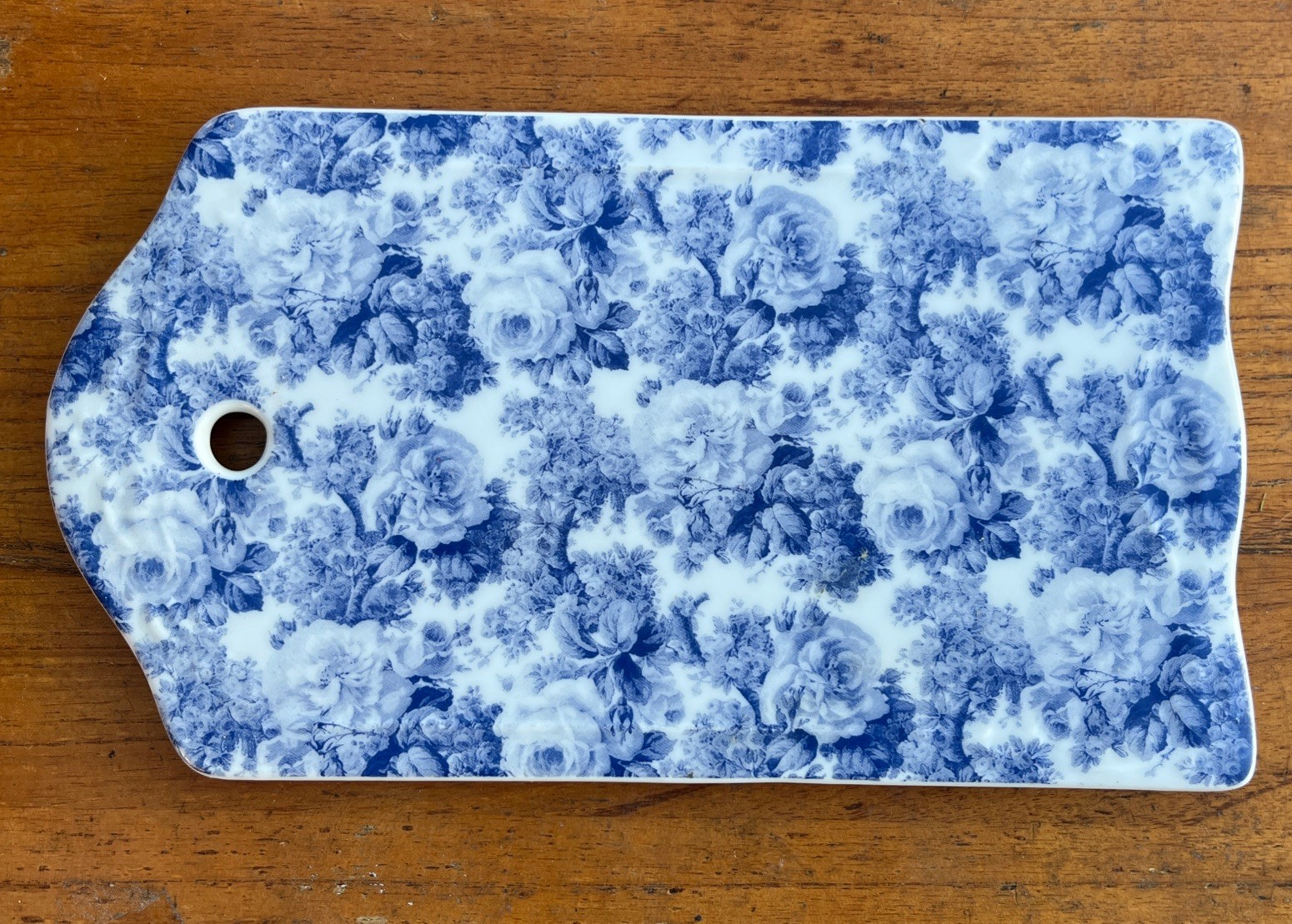 Vtg Formalities by Baum Bros Blue White Rose Toile Chintz Porcelain Cheese Board
