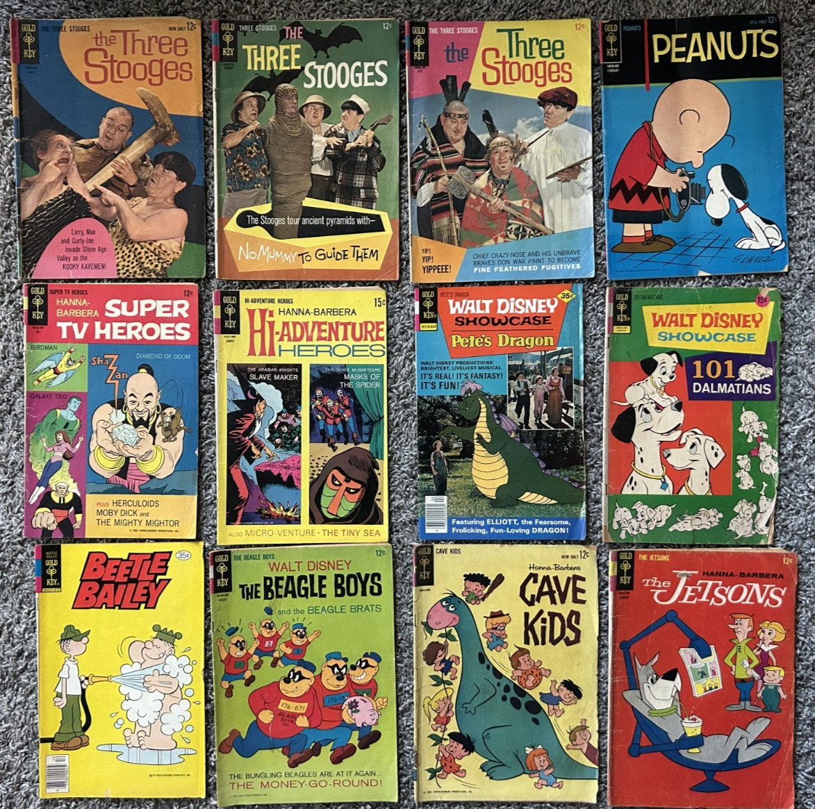 20 vintage Gold Key comic book lot, Disney, 3 Stooges, Jetsons, Popeye