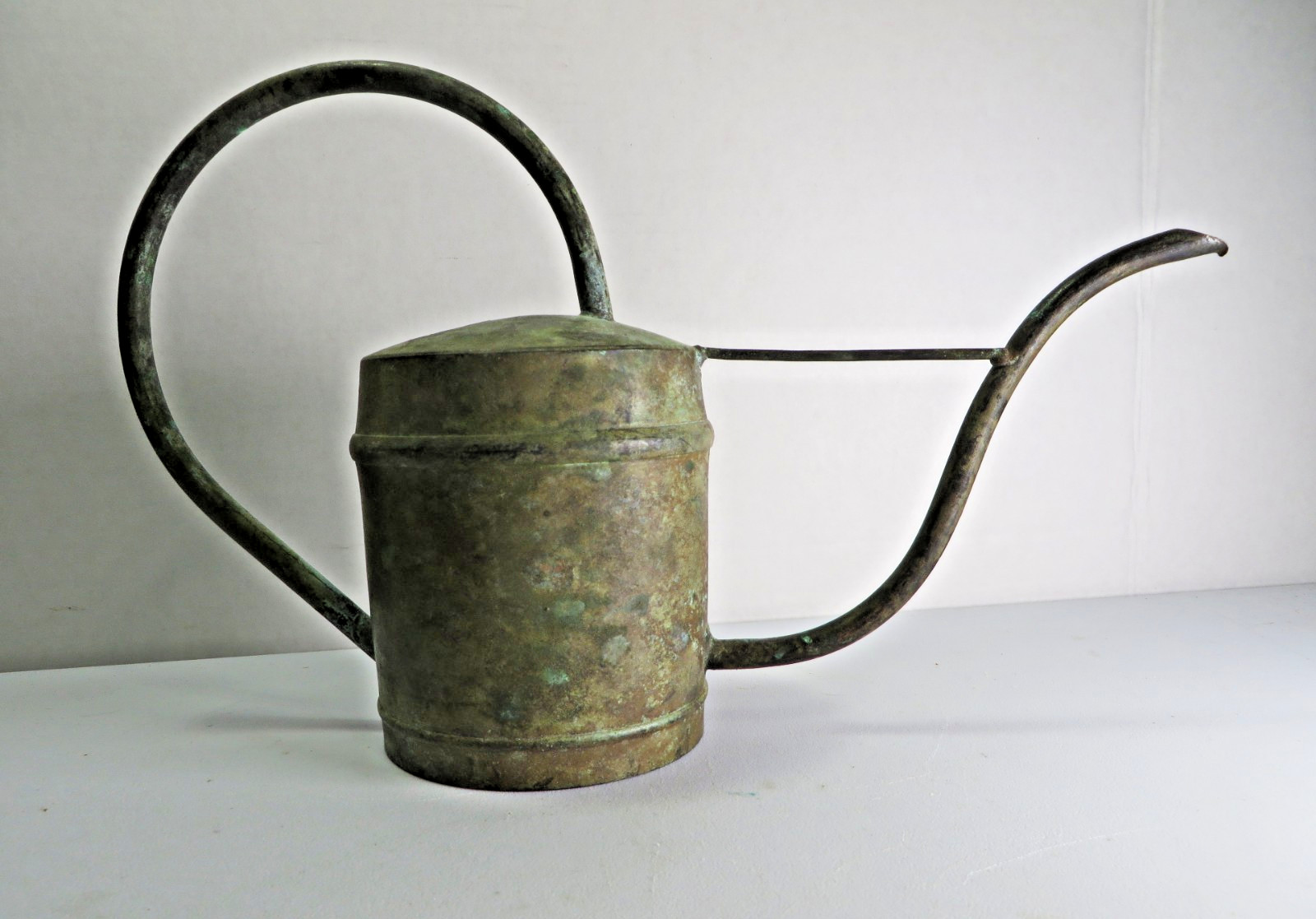 Vintage Heavy Bronze Watering Can – Verdigris Patina – Garden Décor Accent