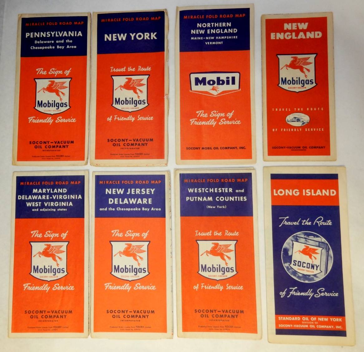 VINTAGE 1930/40\'S MOBILGAS MOBILOIL SOCONY ROAD MAPS NY NEW ENGLAND PENNSYLVANIA