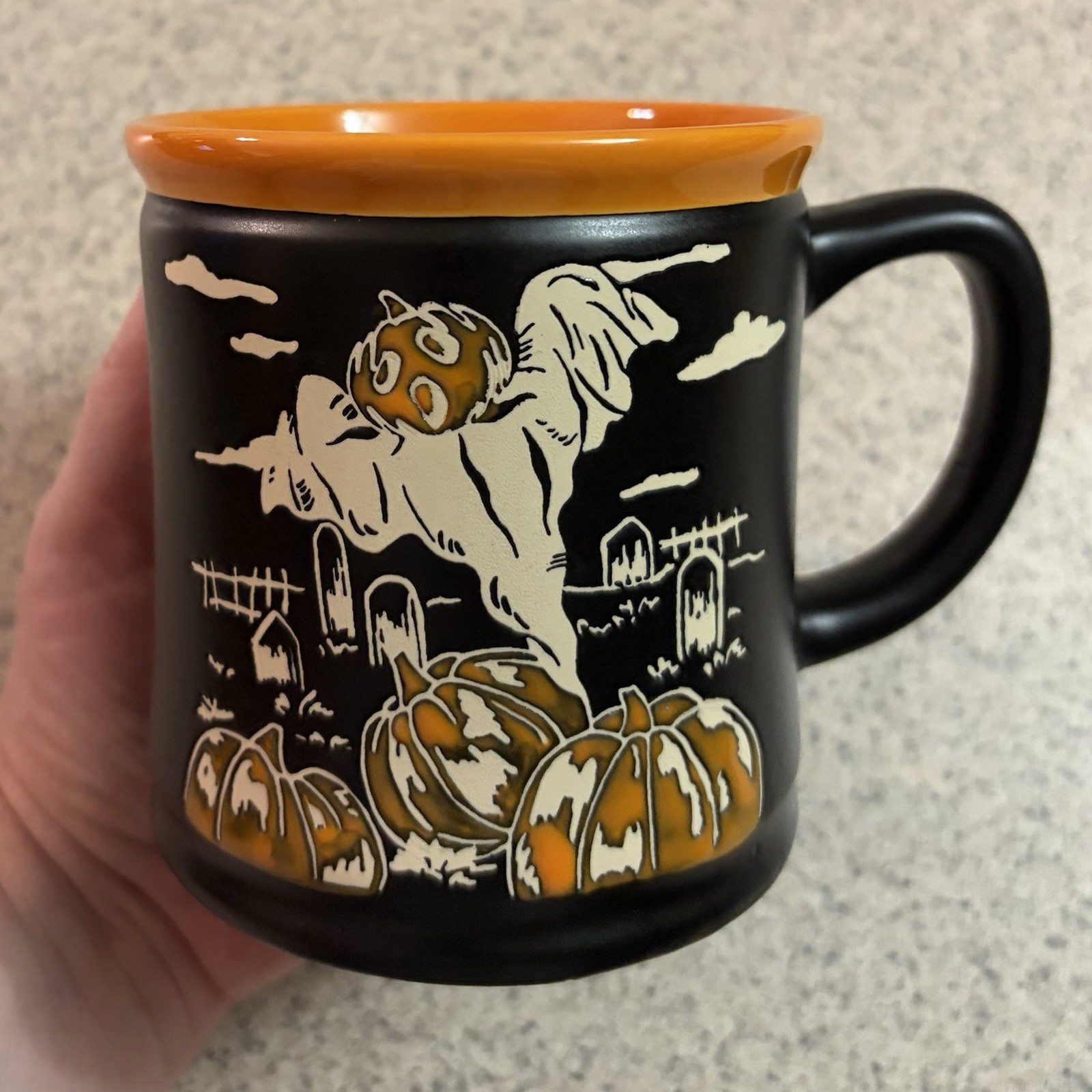Spectrum Designz Halloween Charlie Retro Mug Pumpkin Ghost Black Mug 18oz 2022