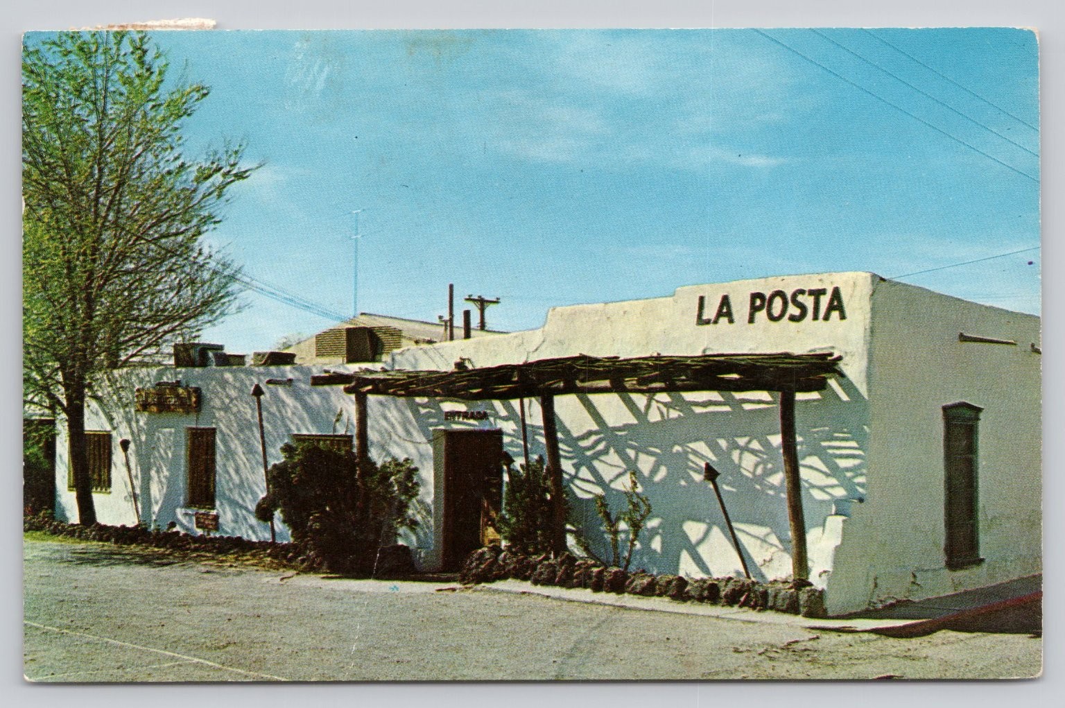 La Posta Restaurant Mesilla New Mexico Postcard 1964 Lincoln Stamp Postmark