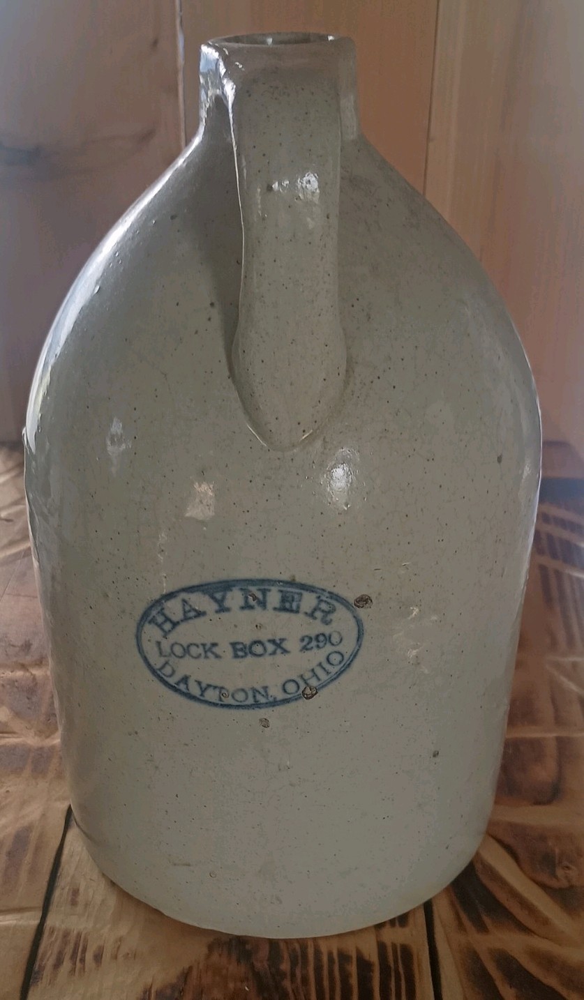 Vintage c. 1889 ES&B Hayner Whiskey Lock Box 290 Dayton Ohio Whiskey Jug Crock
