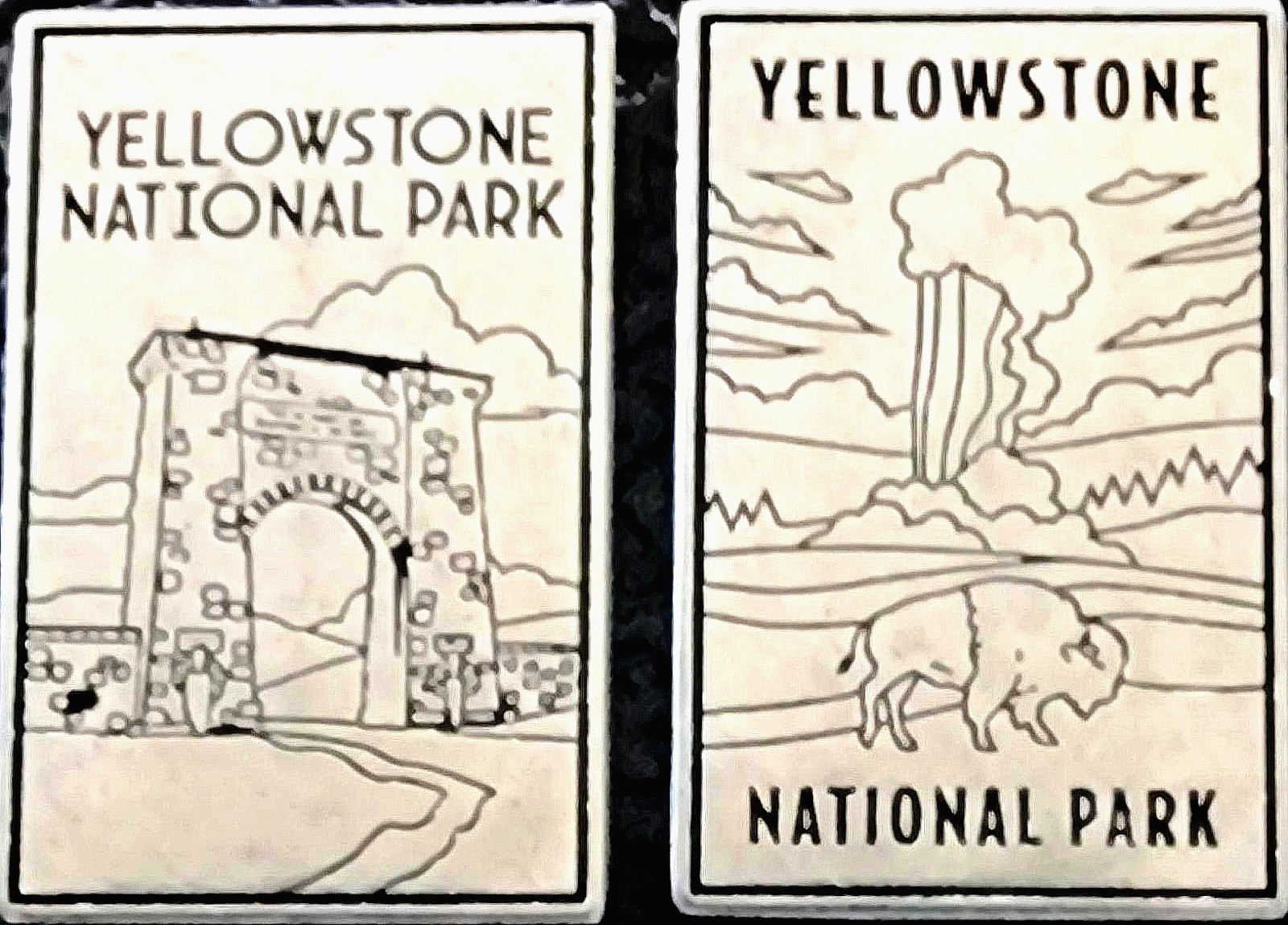 NEW RECTANGULAR DESIGN - YELLOWSTONE NATIONAL PARK ROOSEVELT ARCH / OLD FAITHFUL