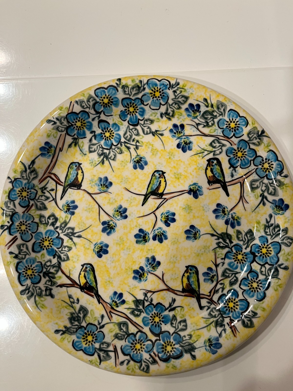 Vena Polish Pottery Unikat Bluebird Floral 10
