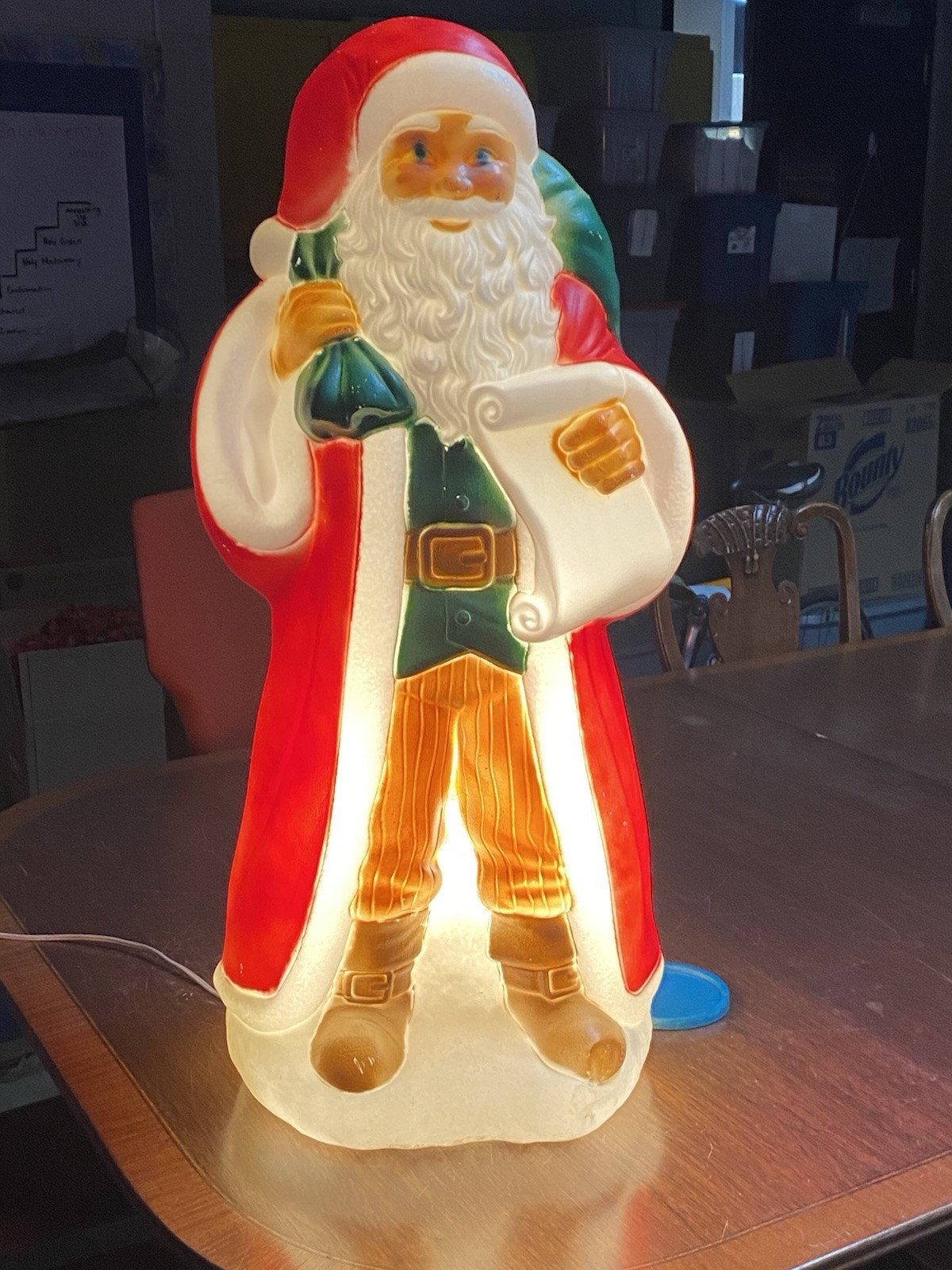 HTF ~ Vtg Blow Mold Santa Claus w/Naughty Nice List 33” General Foam EUC