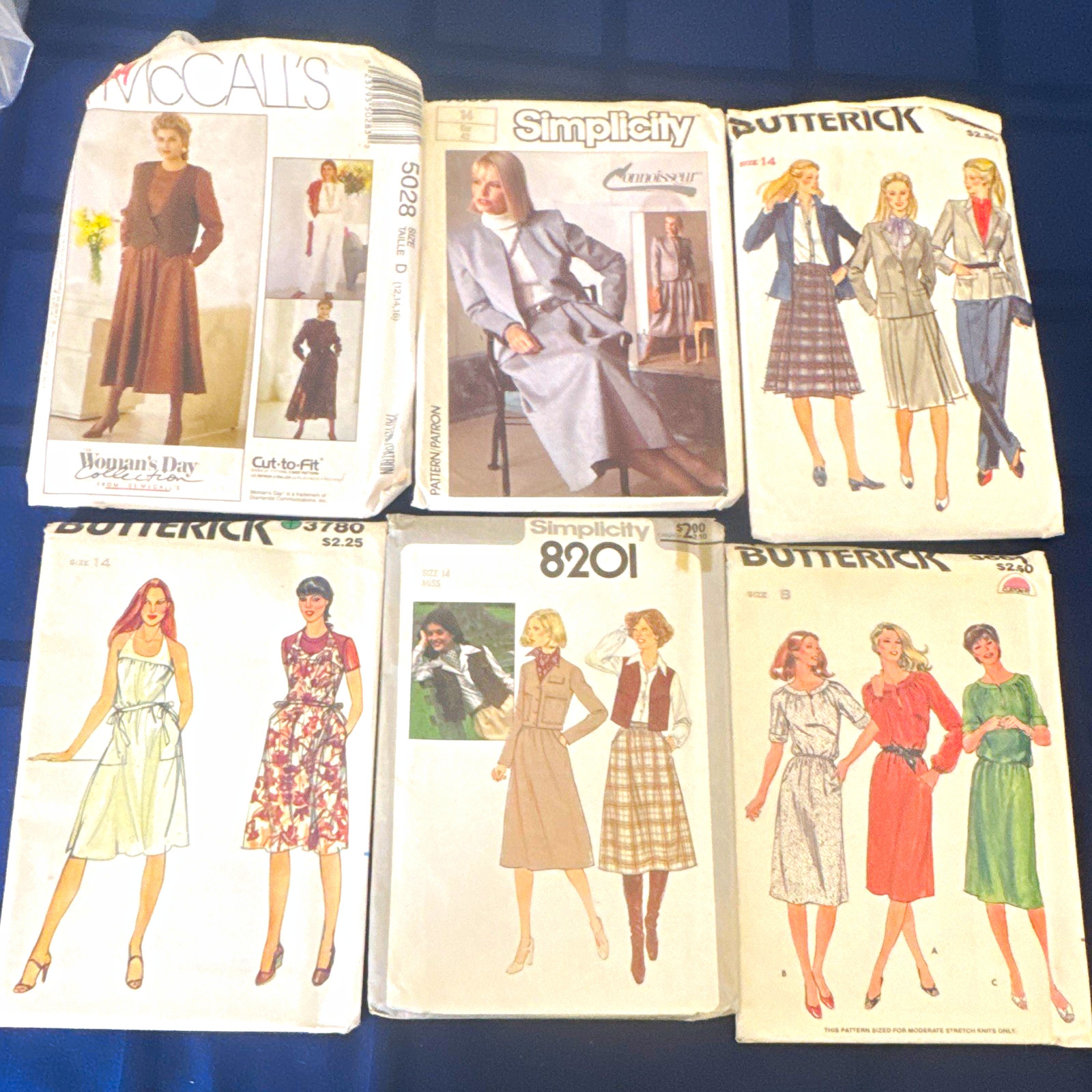  Vintage Original Women’s Sewing Pattern Lot 1970’s-80’s Sz 14 new uncut FF