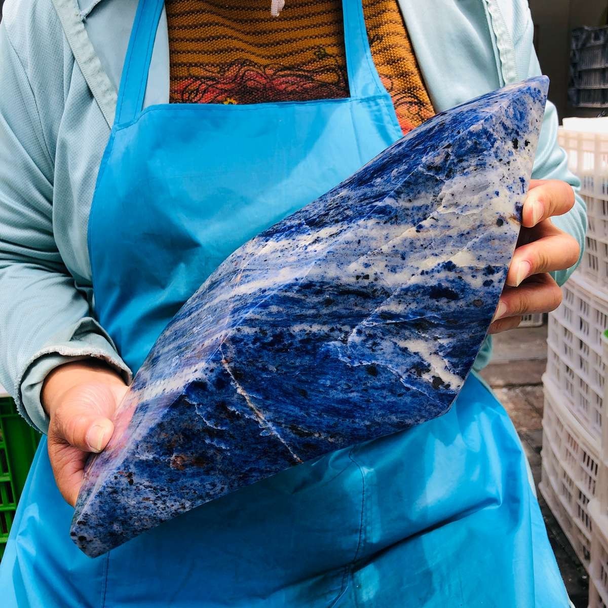 11.68LB Natural blue sodalite quartz crystal freeform specime mineral healing