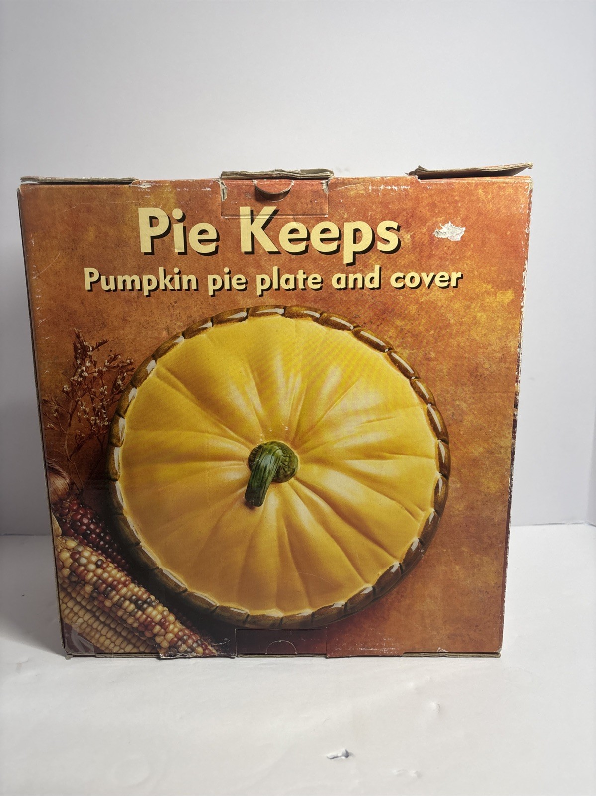 Pie Keeps Pumpkin Pie Keeper Ceramic Covered Plate 11” Vintage Fall Thanksgiving