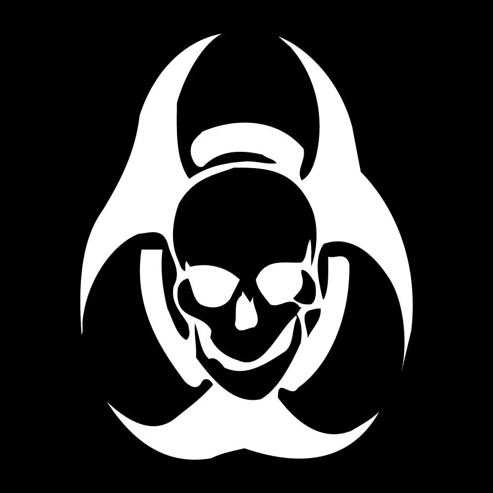 Biohazard Skull Danger Decal Sticker White Die Cut Vinyl