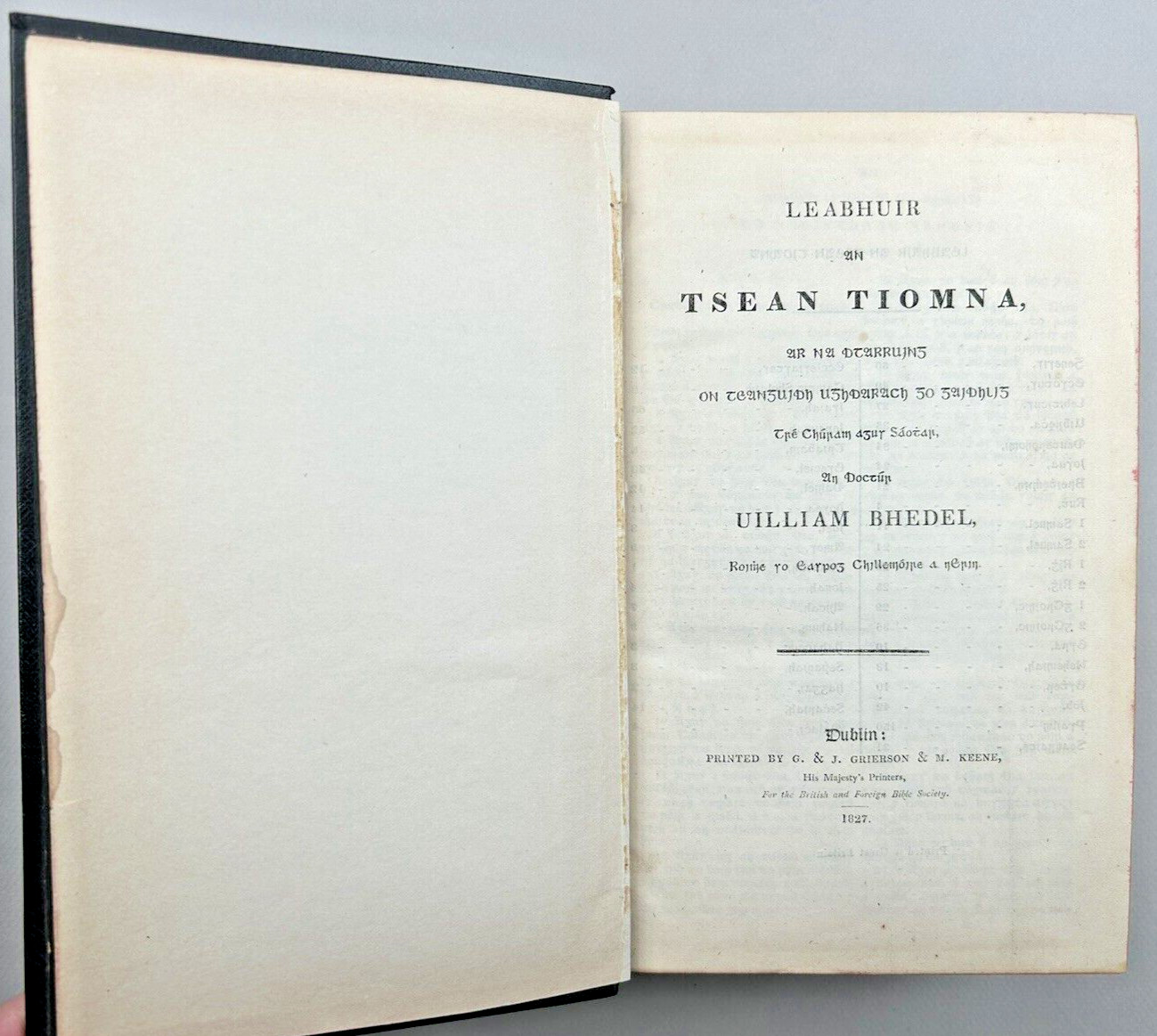 1827 Leabhuir an Tsean Tiomna Gaelic Old Testament Bible Rebound Hardcover 1306p