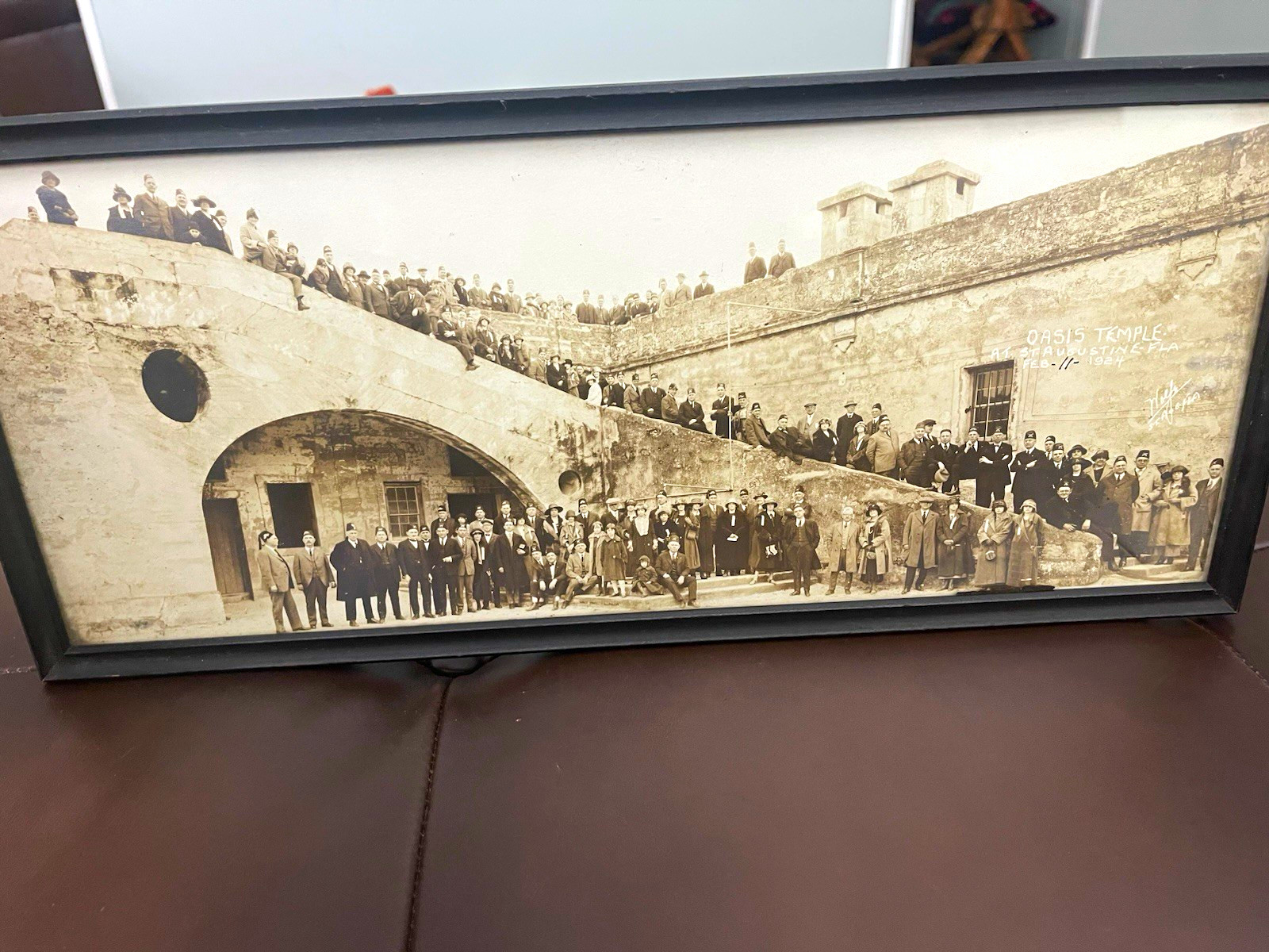 Oasis Temple 1924 St. Augustine FL Framed B&W Group Portrait Photograph