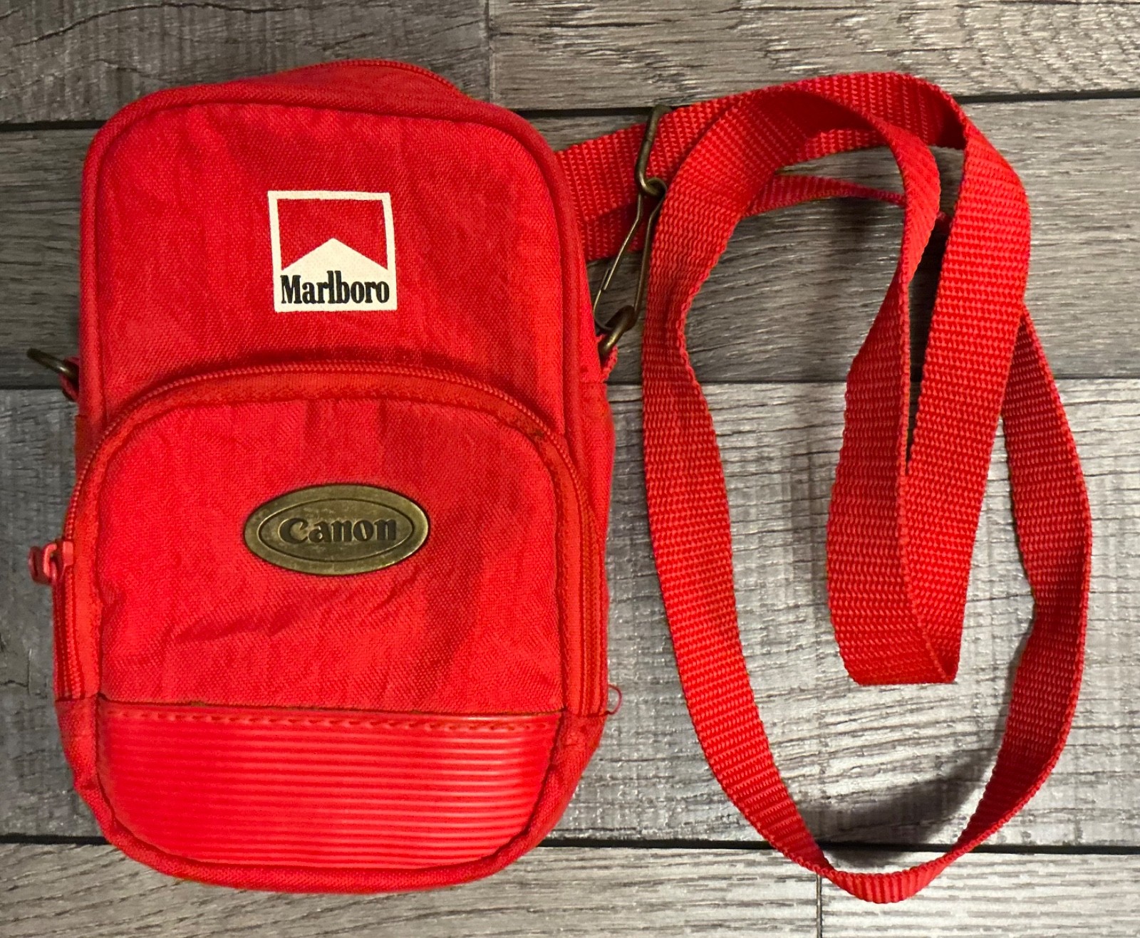 Marlboro Canon Mini Crossbody CAMERA Bag Red Nylon 90s Promo CIGARETTE Empty