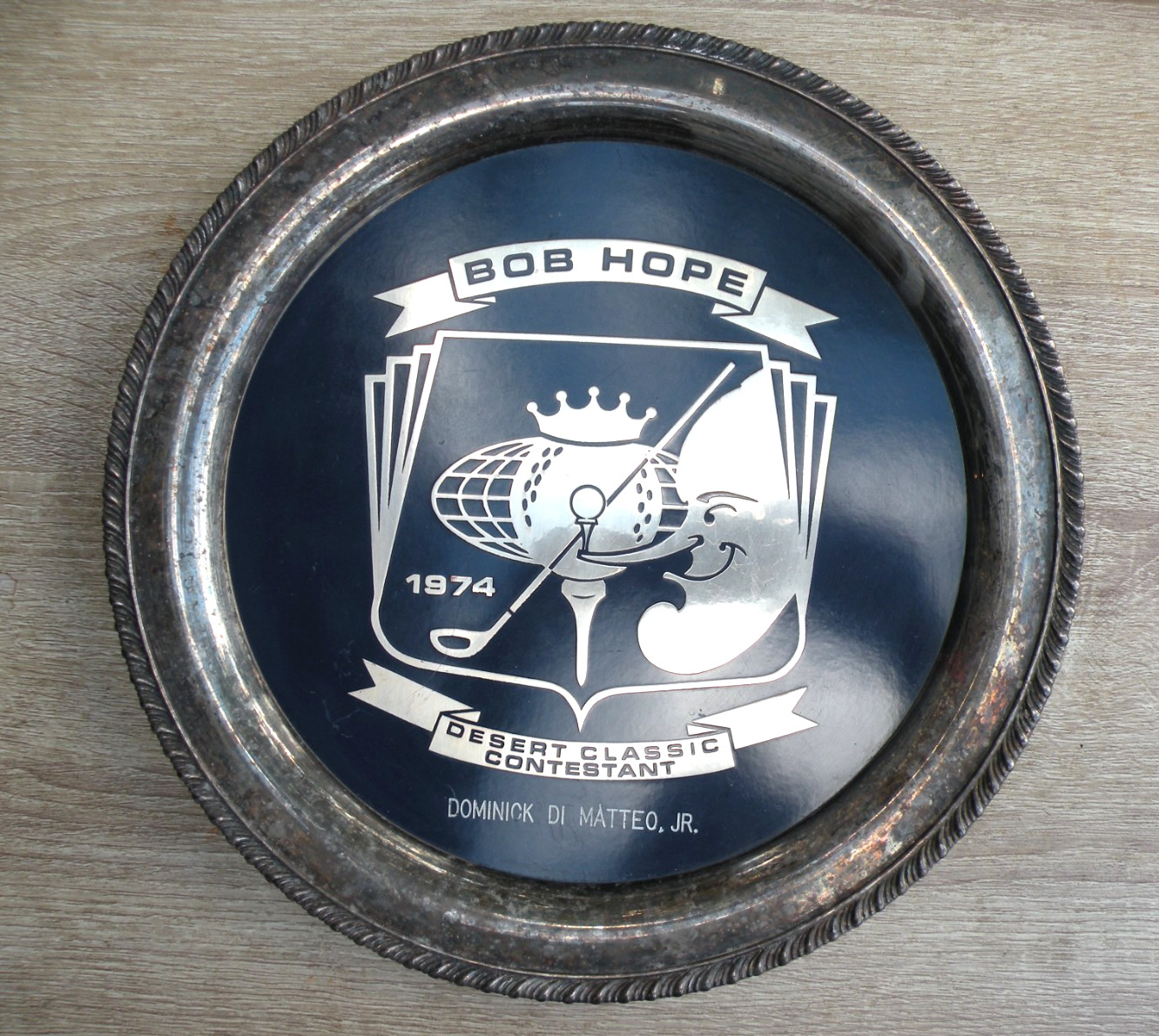 Vintage Bob Hope Desert Classic Silver plate Golf Trophy Tray~Palm Springs