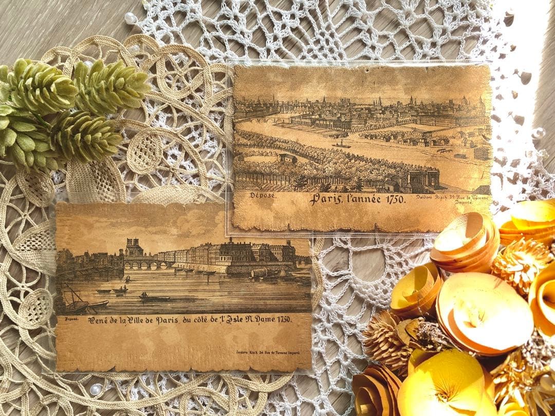 Vintage Paris 1750 Copperplate Postcard Set, Old Landscape, Collectible