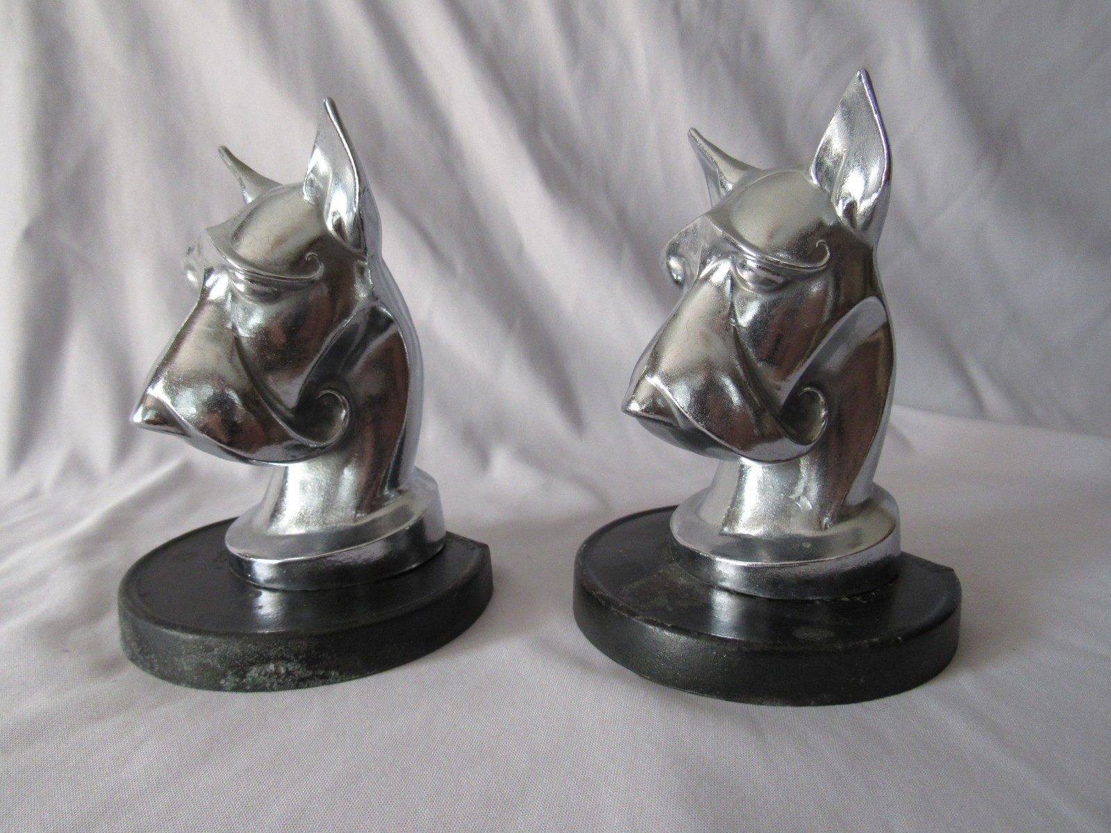 Frankart Art Deco Scottie Dog Bookends 1930's Chrome & Bronze Super Rare