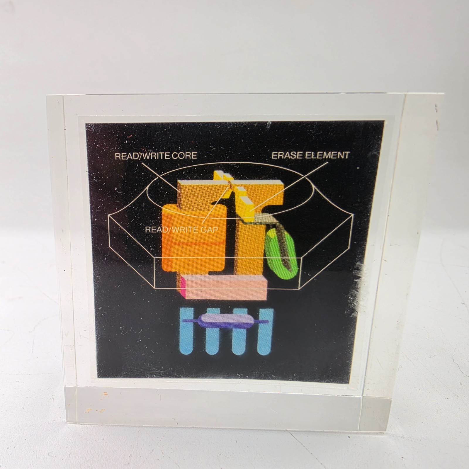 Vintage 1970s Shugart Read Write Head SA801 SA400 Lucite Paperweight Tech