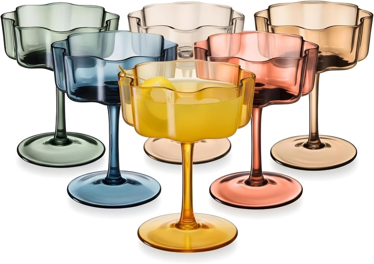 Shatterproof Acrylic Flower Wavy Vintage Art Deco Martini, Champagne & Cocktail Shatterproof Acrylic Flower Wavy Vintage Art Deco Martini, Champagne & Cocktail