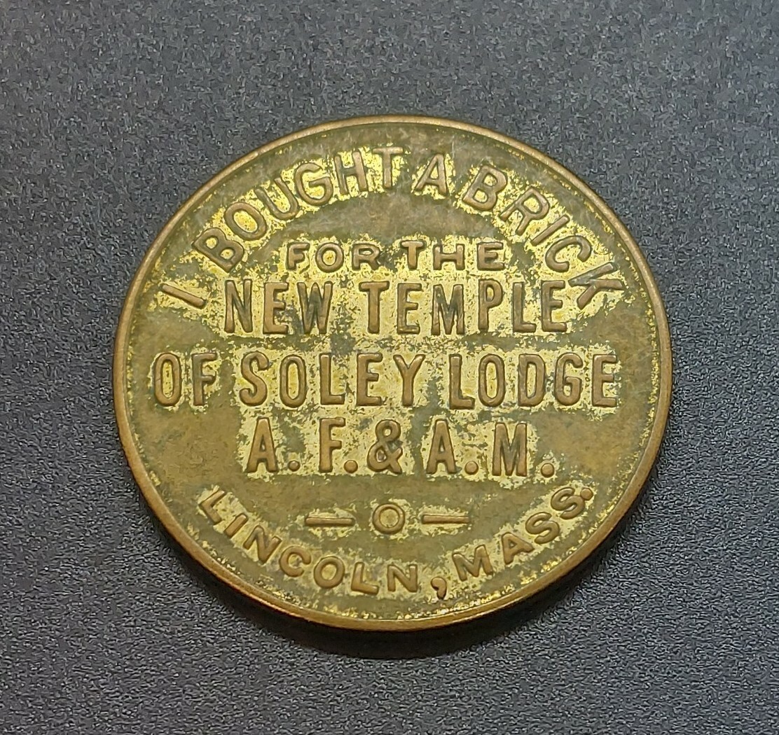 VTG LINCOLN, MA  MASONIC MASON PENNY COIN TOKEN SOLEY LODGE \