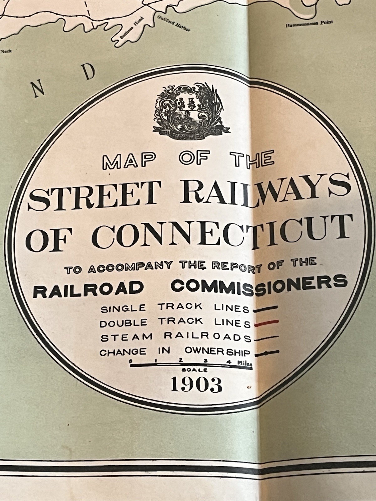 1/1 Map Of The Street Railroads Of Connecticut 1903 Antique Color Big 24” X 36”
