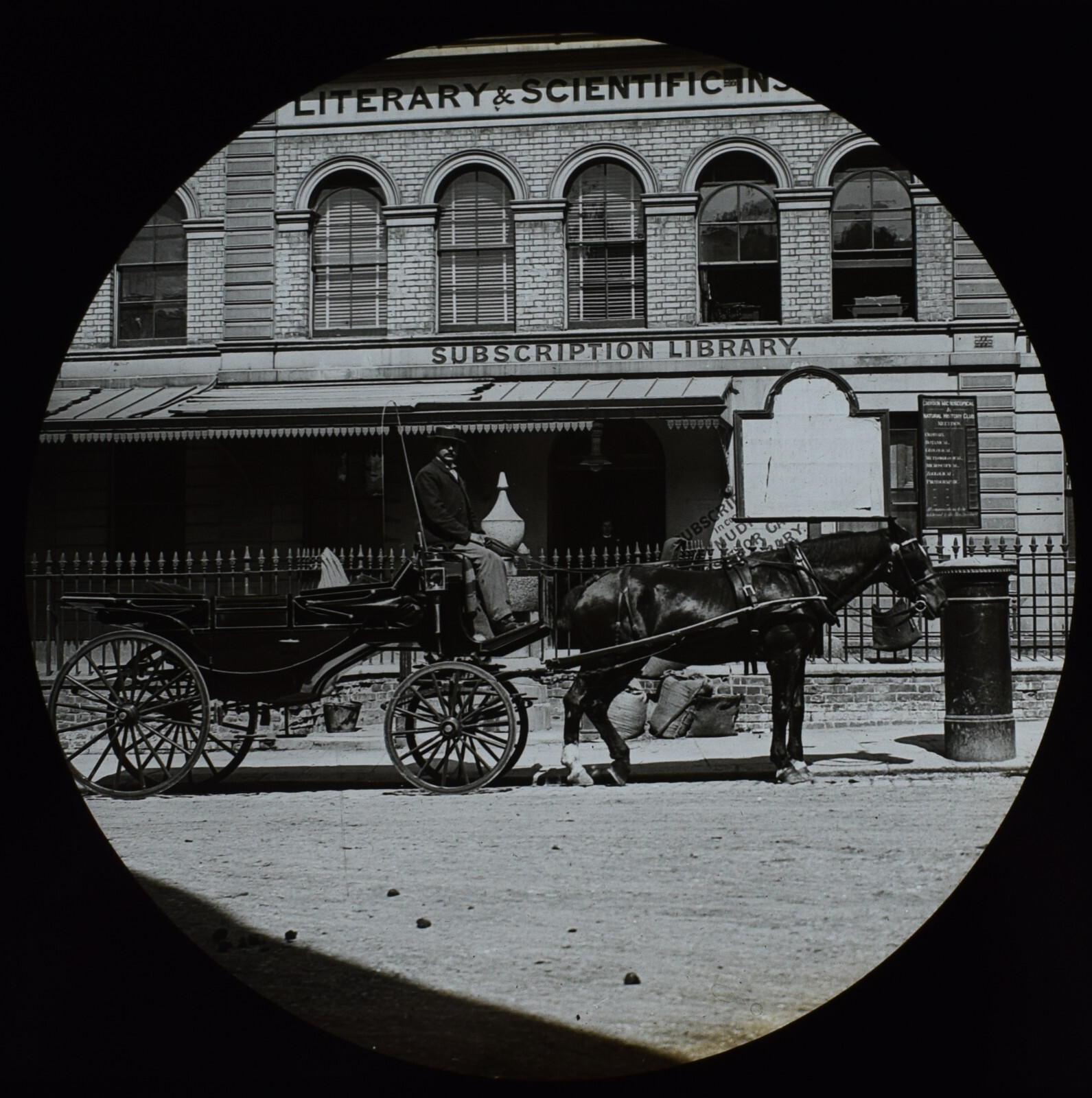 LITERARY AND SCIENTIFIC INSTITUTE C1890 Magic Lantern Slide ANTIQUE PHOTOGRAPH