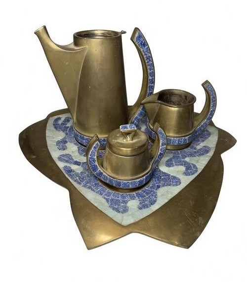 Vintage Salvador Teran Brass Coffee Serving Set