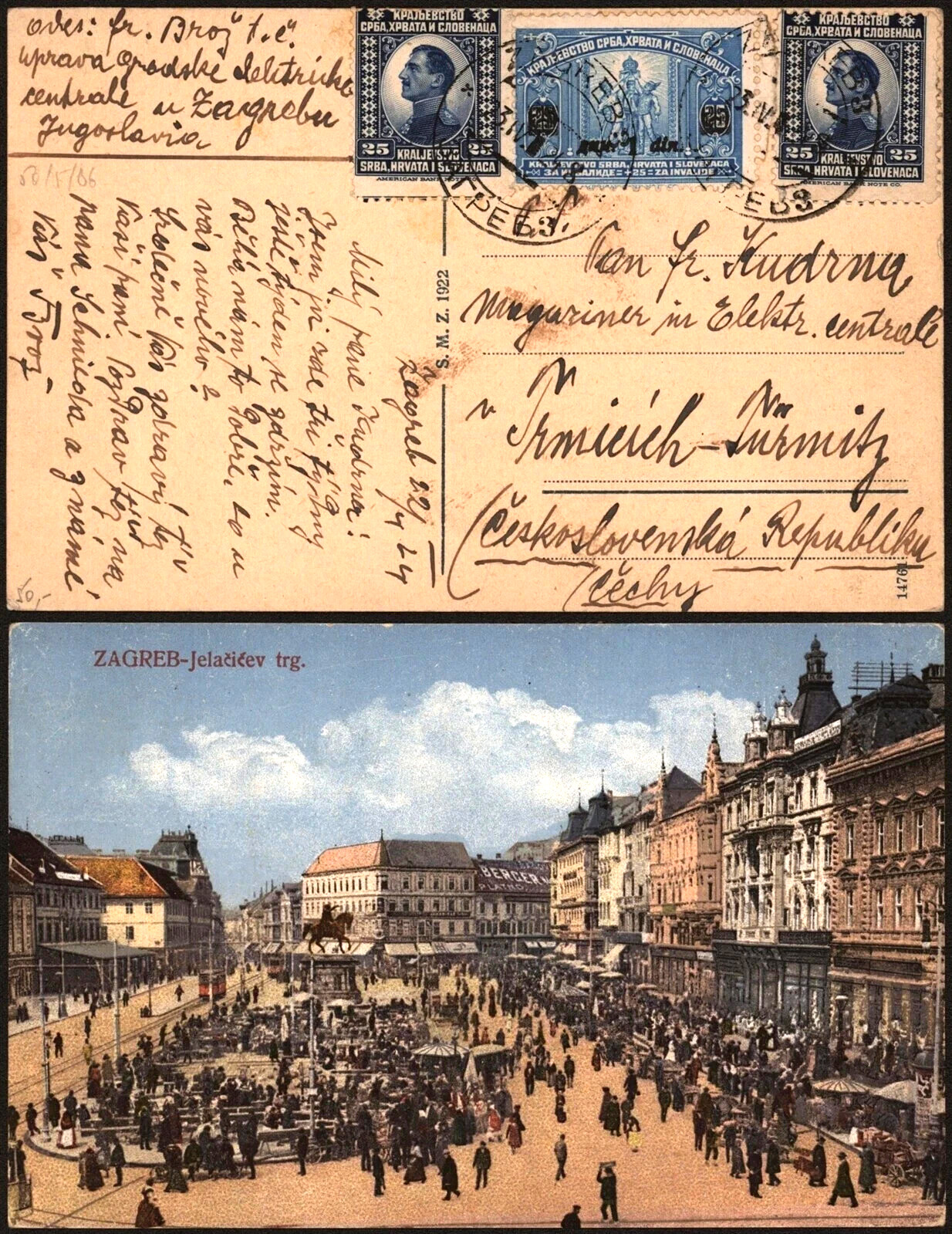 Yugoslavia - Serbia Croatia - Zagreb - 1924 Vintage Postcard, Stamps