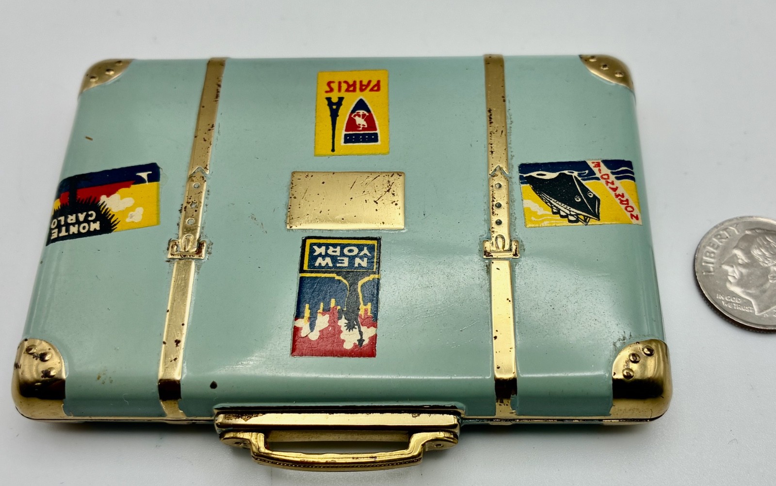 Vintage Novelty Suitcase Compact - Combo Powder Rouge