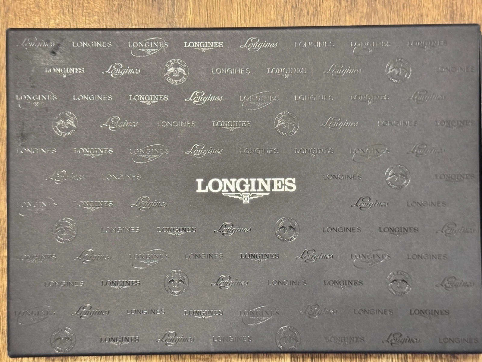 Longines Watch Advertisement leather travel luggage tag 2pc Black,Open Box