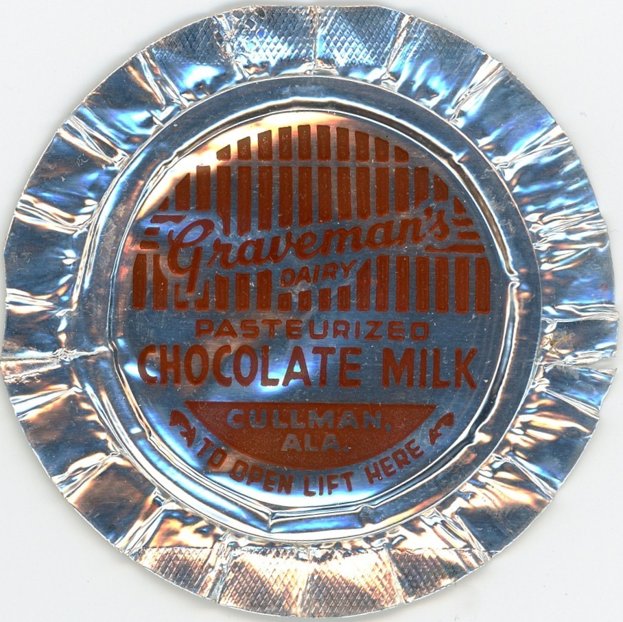 Milk Bottle Cap Cover - Graveman\'s Dairy - Cullman, AL (Alabama)- CHOCOLATE MILK