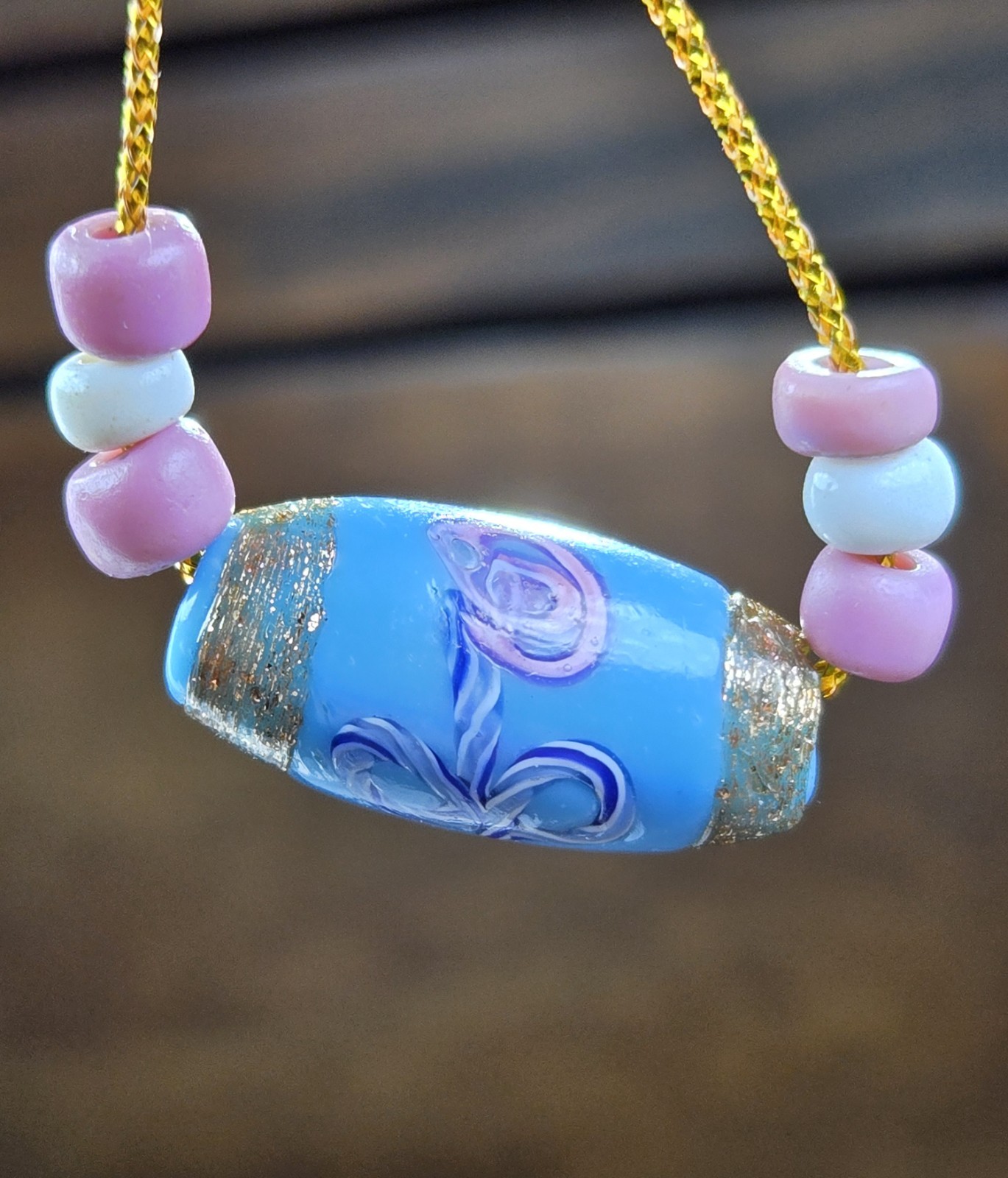 Fancy Rare Floral Antique Venetian Glass Trade Bead African BEADS 