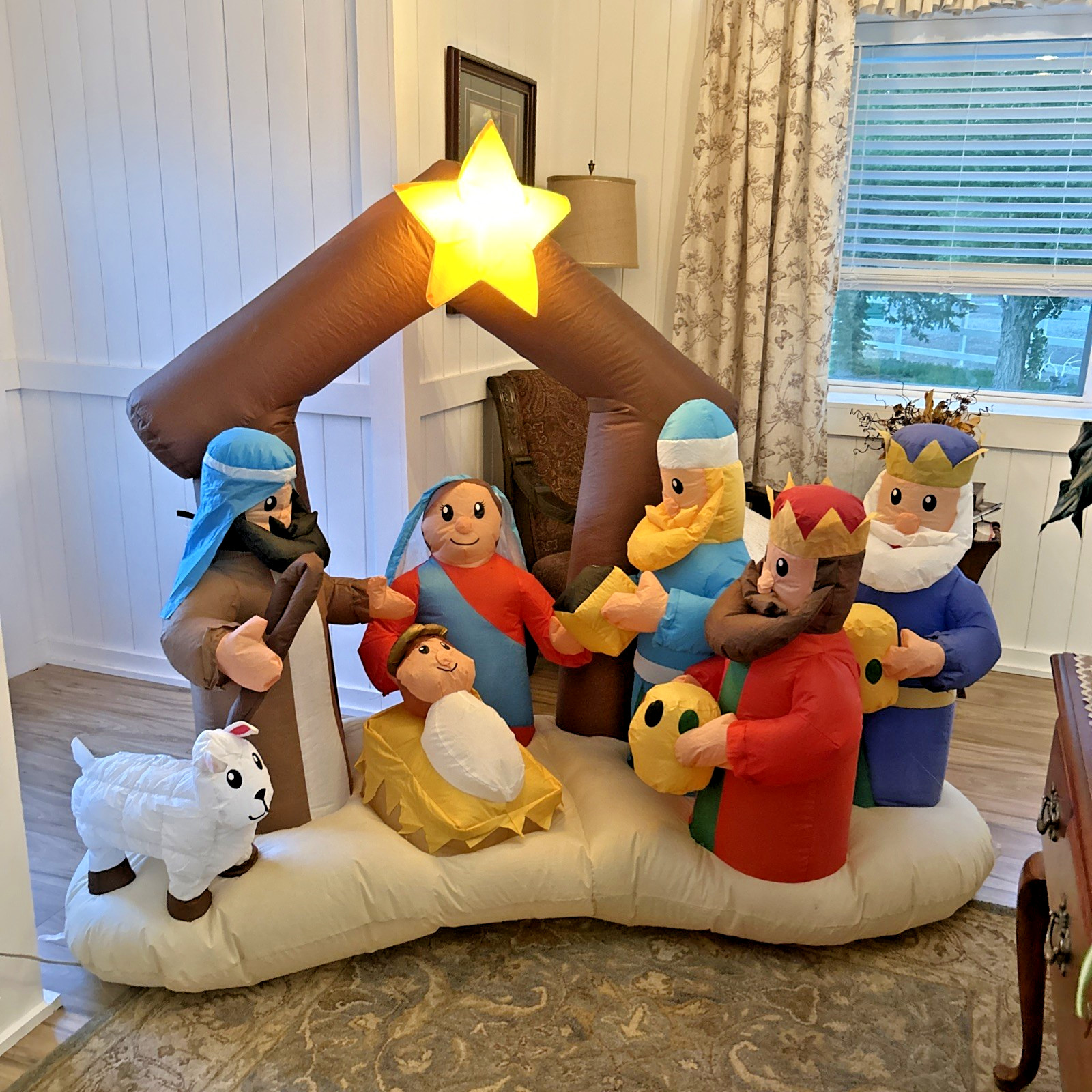 Northlight Seasonal 5.3 ft Inflatable Nativity Scene Jesus Mary Joseph Wiseman