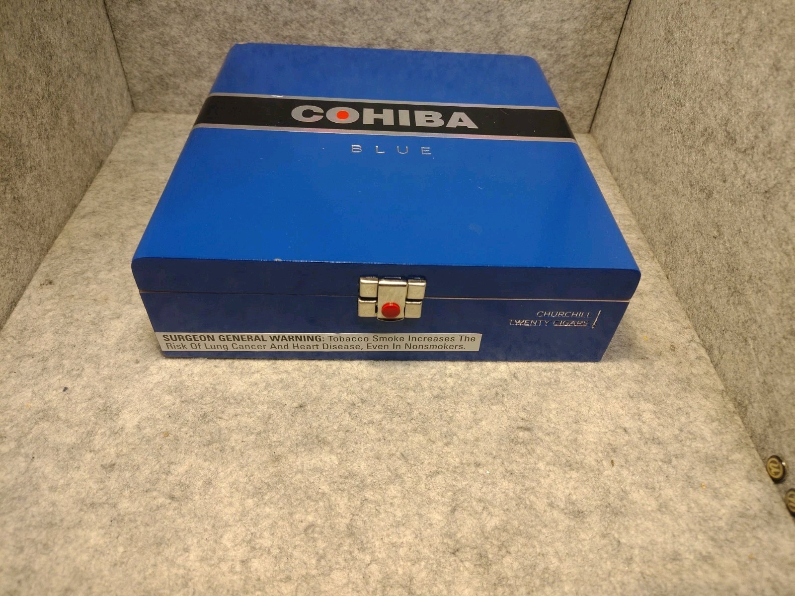 Cohiba Blue Churchill Empty Wooden Cigar Box Used Great Condition