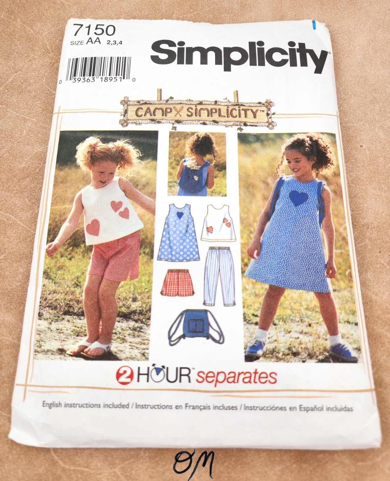 1996 Simplicity Girls Size 2-4 Dress Top Pants Shorts Pattern 7150 - Cut for 3