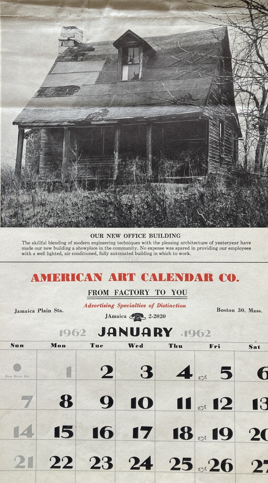 1962 American Art Calendar Co Advertising Sample Calendar Humorous Office