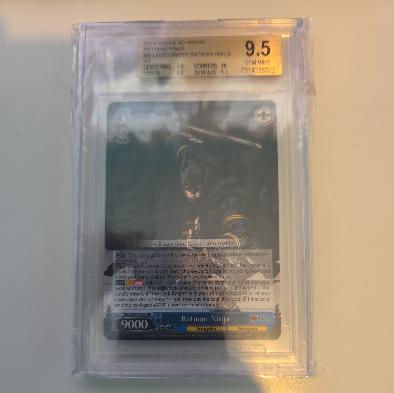 2019 WEISS SCHWARZ BATMAN NINJA RR BNJ/SX01-066 Beckett 9.5 Gem Mint