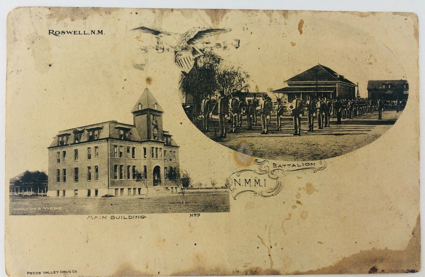 Vintage Roswell New Mexico NM New Mexico Military Institute N.M.M.I Postcard 
