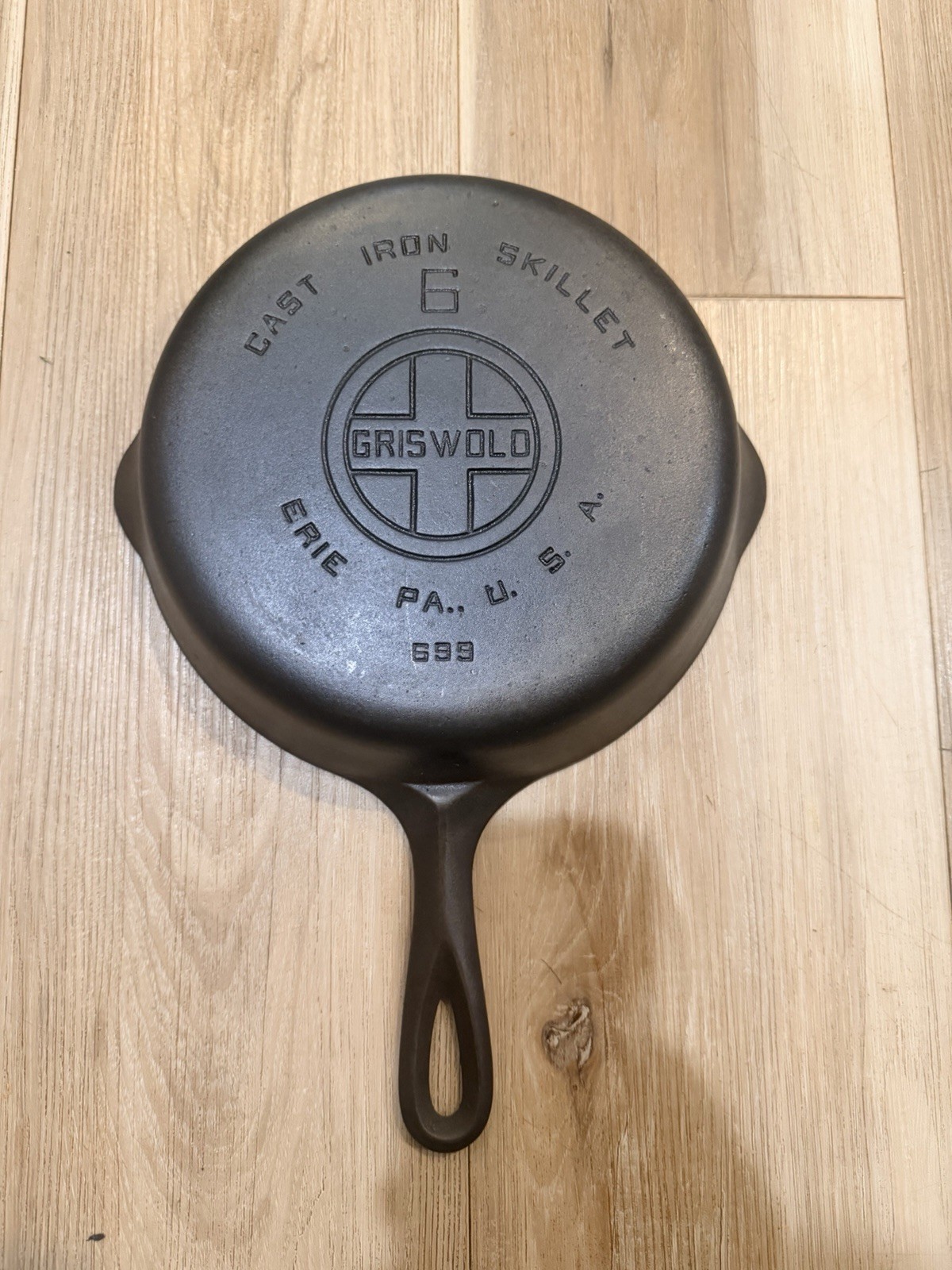 1930s Griswold No. 6 Cast Iron Skillet 699 Large Block Logo – Restored